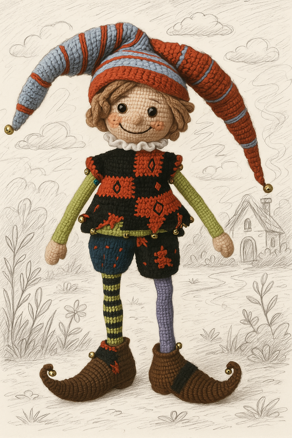 Jolly Jester Crochet Doll